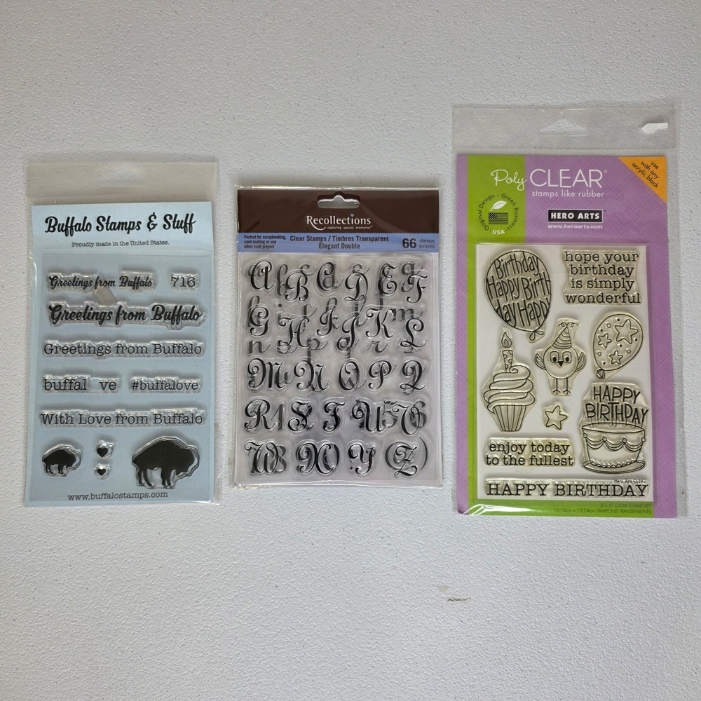 Recollections Hero Arts Clear Stamps Set Alphabet Birthday Buffalo Crafting Card